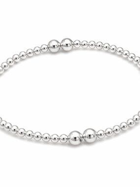 925 Sterling Silver Beaded Stretch Bracelet